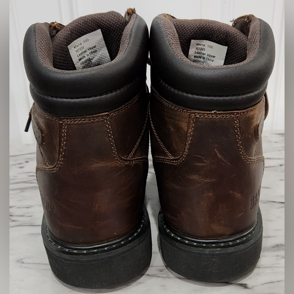 Brazos men's brown leather work boots size 10D - Picture 6 of 9